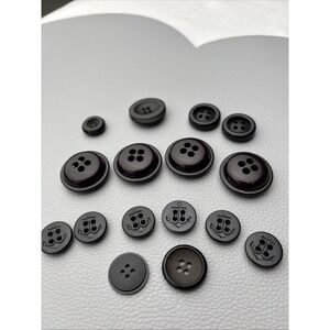 Vintage button lot ,15 black  mix with nautical anchor designs Rare Steel